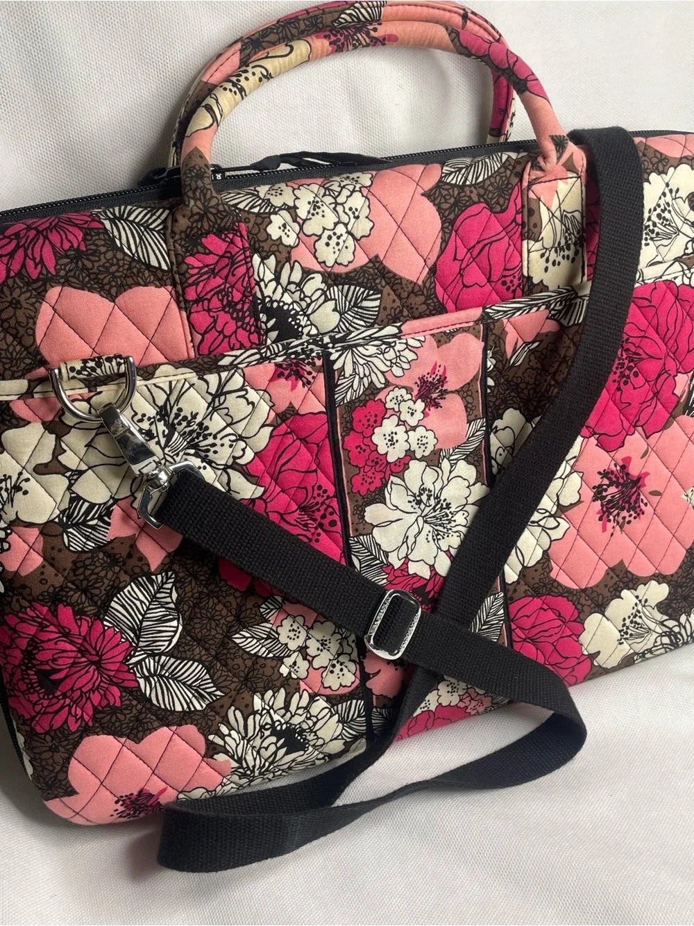 Vera Bradley Diamond Quilted “Mocha Rouge” Laptop Portfolio Computer Hard Case